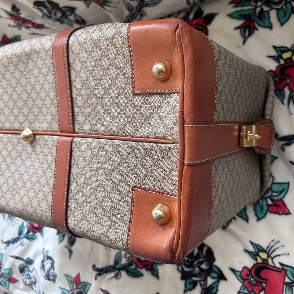 CELINE VINTAGE TRIOMPHE MONOGRAM LARGE TRAVEL TRUNK - BOSTON BAG - Picture 9 of 16